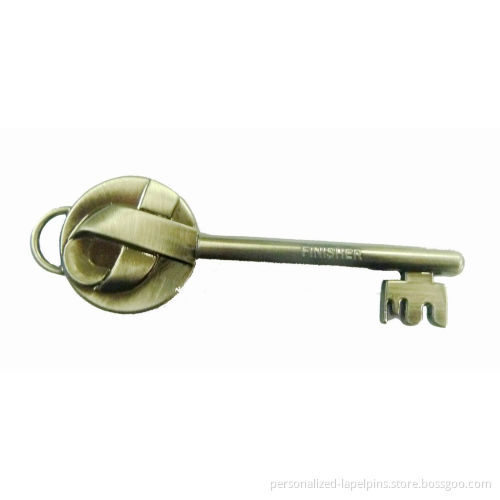 Zinc Alloy Metal Key Pendant Keychain, Antique Nickel Plated Finish For Promotion Gift